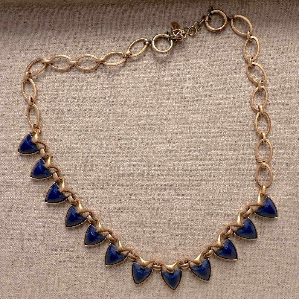 Stella & Dot gold and navy necklace